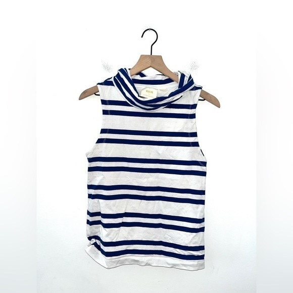 ANTHRO MAEVE Striped Sailor Cowl-Neck Sleeveless Knit White Blue Size Small - Picture 6 of 11